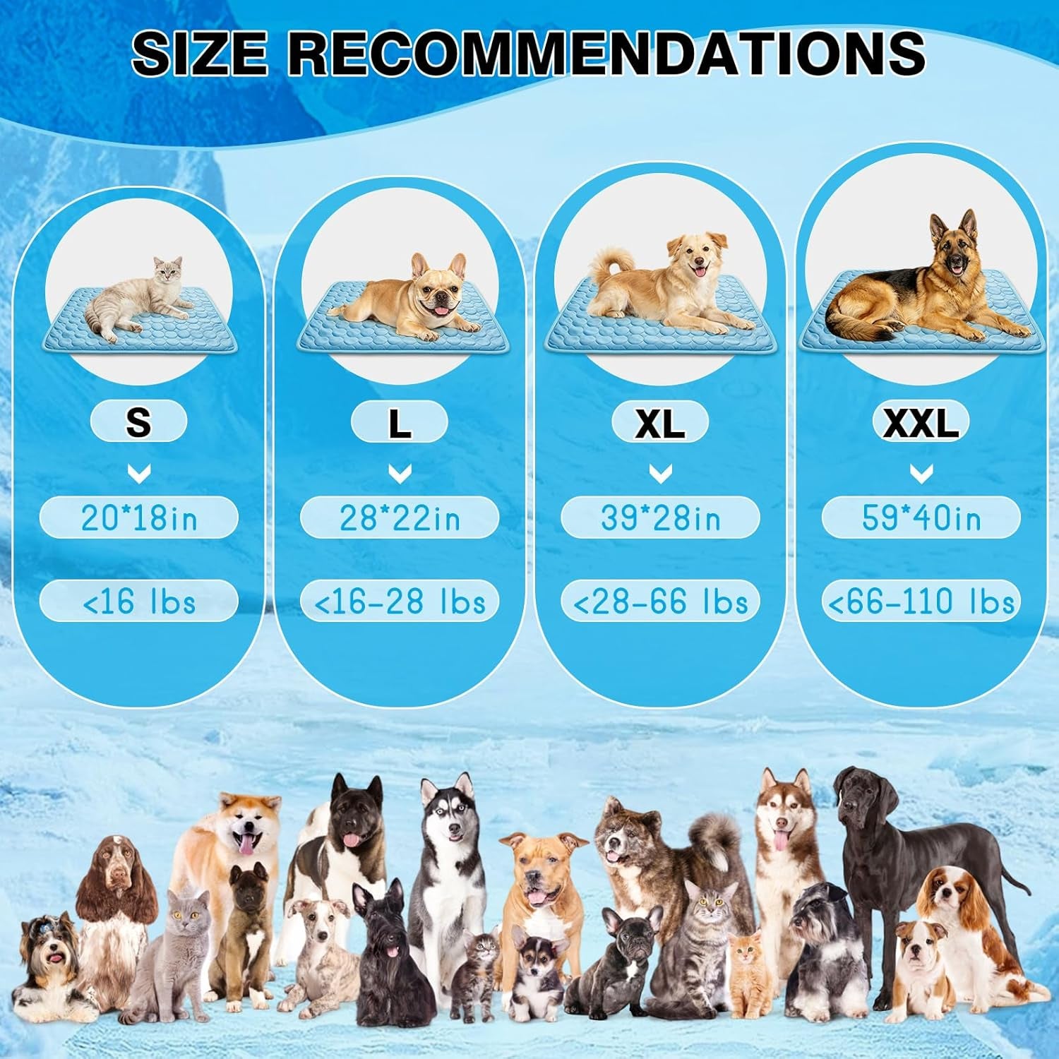 Dog Cooling Mat Ice Silk Cooling Pad for Cats Indoor Washable Summer Mat