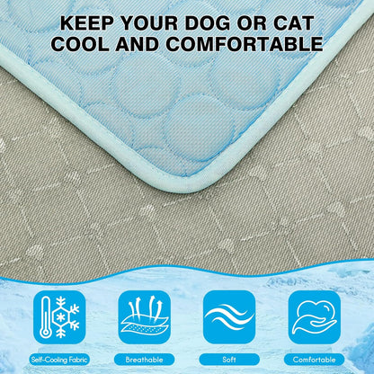 Dog Cooling Mat Ice Silk Cooling Pad for Cats Indoor Washable Summer Mat