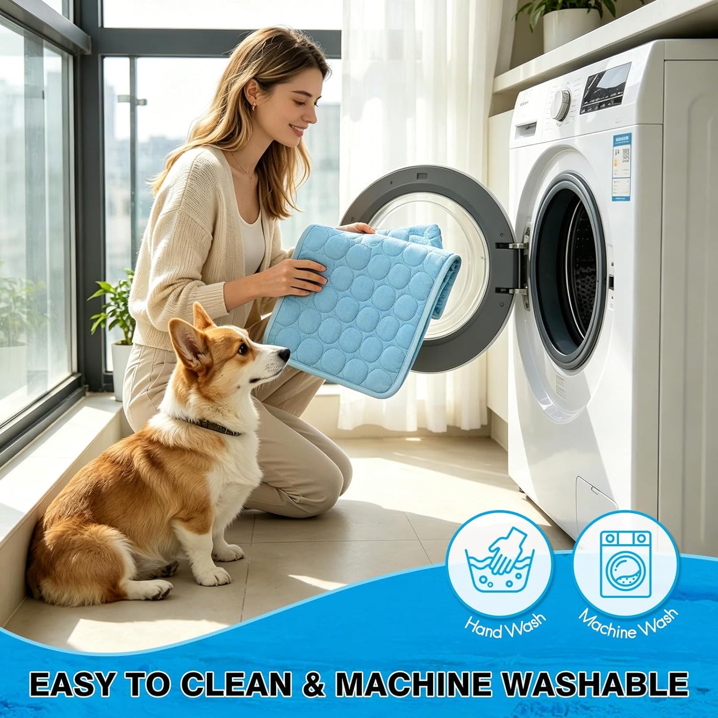 Dog Cooling Mat Ice Silk Cooling Pad for Cats Indoor Washable Summer Mat